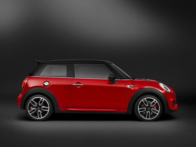 Обои картинки фото автомобили, mini, john, cooper, works, f56, 2015г, красный