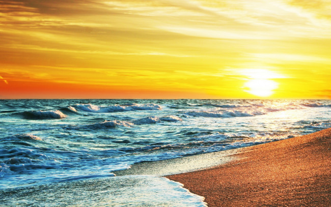 Обои картинки фото природа, восходы, закаты, песок, берег, небо, закат, пляж