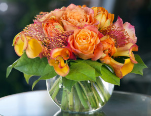 Картинка цветы букеты +композиции букет ваза розы callas roses bouquets