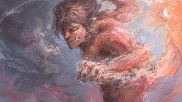 Картинка аниме shingeki+no+kyojin эрен атака титанов титан арт