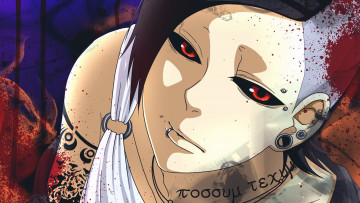 Картинка аниме tokyo+ghoul тату арт ута токийский гуль взгляд кровь парень