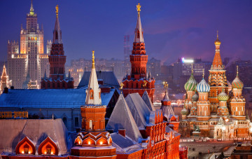 Картинка москва города москва+ россия огни ночь