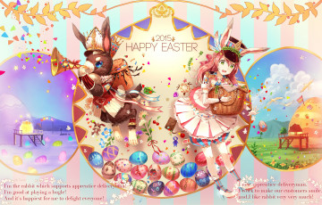 Картинка eikura+ matti аниме животные +существа арт пасха яйца кролик девочки