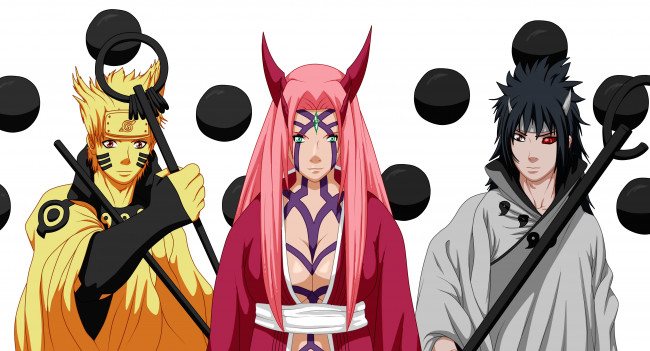 Обои картинки фото аниме, naruto, sasuke, sakura, персонажи