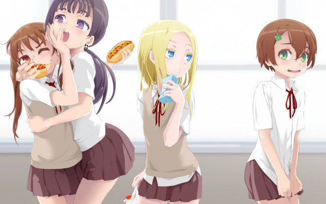Обои картинки фото аниме, unknown,  другое, обед, еда, девочки, yuki18r, арт