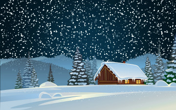 обоя векторная графика, город , city, зима, фон, настроение, праздник, Ёлки, лес, сугробы, дом, новый, год, рождество, елки, снег