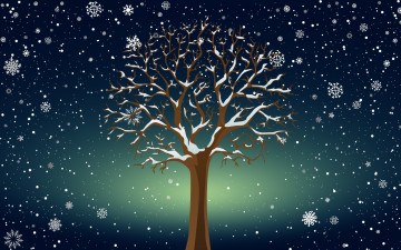 обоя векторная графика, природа , nature, дерево, зима, снег, минимализм, фон