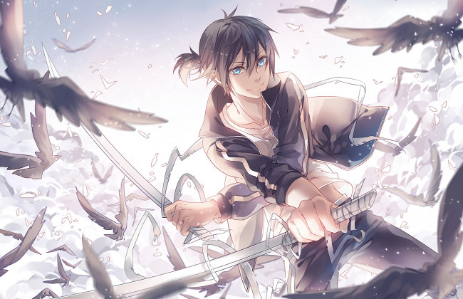 Обои картинки фото аниме, noragami, фон, девушка, взгляд