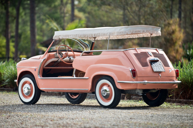 Обои картинки фото fiat 500 jolly 1960, автомобили, fiat, jolly, 1960, розовый, 500
