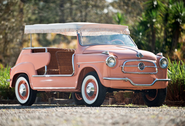 Обои картинки фото fiat 500 jolly 1960, автомобили, fiat, розовый, 1960, jolly, 500
