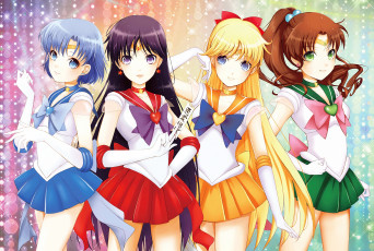 Картинка аниме sailor+moon mars moon sailor jupiter mercury venus girls девушки войны