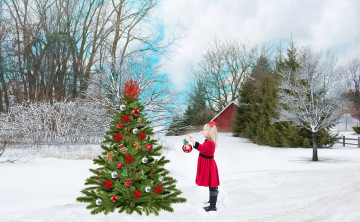 Картинка праздничные -+разное+ новый+год новый год девочка елка игрушки зима