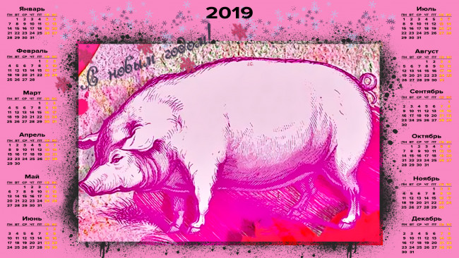 Обои картинки фото календари, праздники,  салюты, поросенок, хряк, свинья