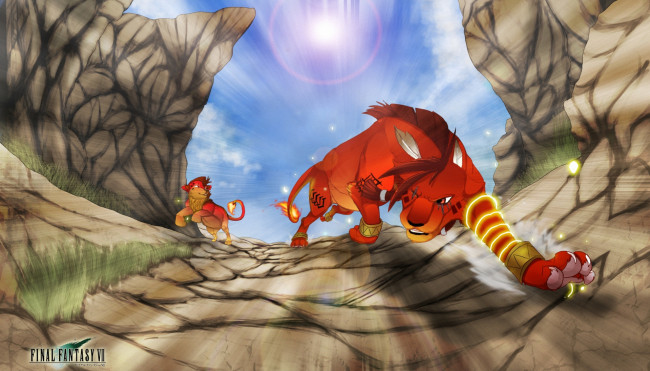 Обои картинки фото аниме, final fantasy, lion, xiii, red