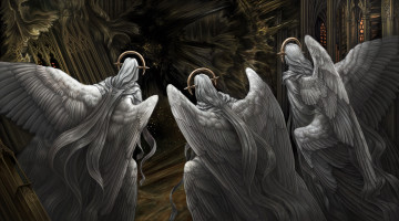 Картинка фэнтези ангелы крылья фон