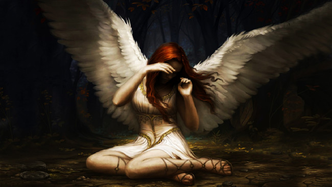 Обои картинки фото фэнтези, ангелы, крылья, фон, девушка