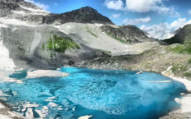 Обои картинки фото разное, компьютерный дизайн, лед, озеро, горы