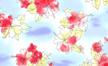 Картинка рисованное цветы гибискусы