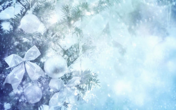 Картинка праздничные ёлки ёлка снег шарики бантики