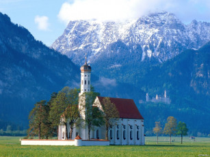 Картинка st coloman church near fussen bavaria города католические соборы костелы аббатства