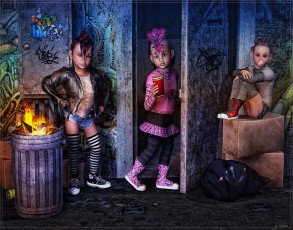 Картинка 3д графика fantasy фантазия дверь бак дети
