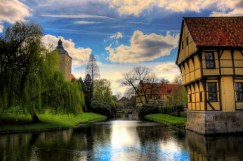 Картинка германия steinfurt города улицы площади набережные река мост дома