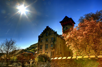 Картинка замок liebieg германия города дворцы замки крепости закат
