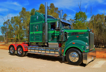 Картинка kenworth автомобили сша автобусы грузовые truck company колеса дорога скорость природа