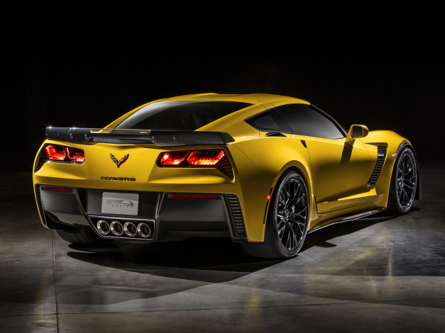 Обои картинки фото автомобили, corvette, желтый, z06, stingray