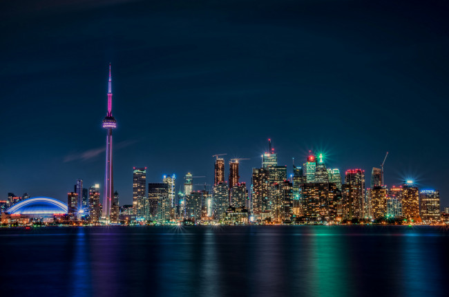 Обои картинки фото города, торонто , канада, ночь, торонто, онтарио, огни