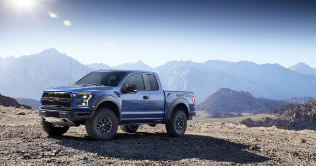 Обои картинки фото автомобили, ford, f-150, синий, raptor, 2017г