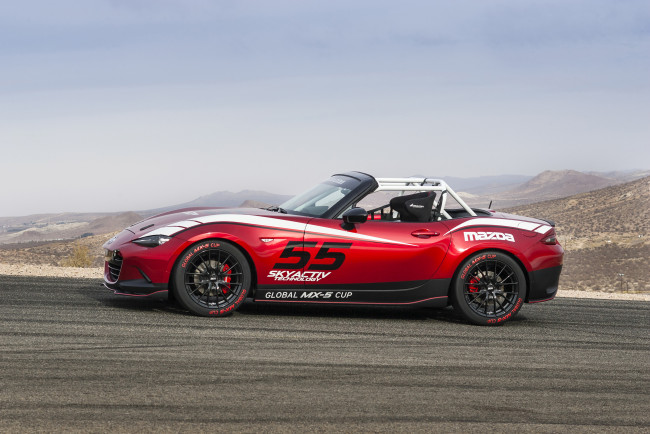 Обои картинки фото 2016 mazda mx-5 cup racecar, автомобили, mazda, спорт, красный, металлик