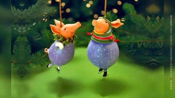 Картинка календари праздники +салюты игрушка свинья поросенок ветка