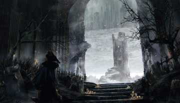 Картинка souls видео+игры ---другое человек могилы ступени свечи арка замок