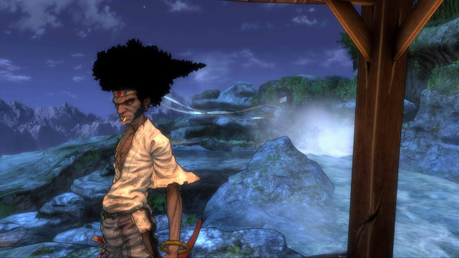 Обои картинки фото видео игры, afro samurai, самурай, сигарета, горы