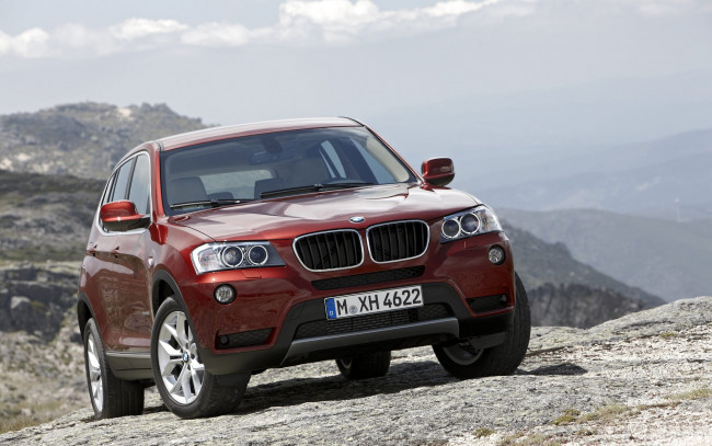 Обои картинки фото bmw x3, автомобили, bmw, бмв, красный, скалы