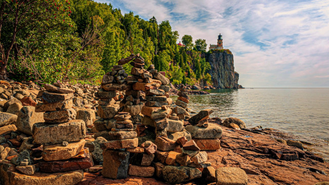 Обои картинки фото split rock lighthouse state park, minnesota, природа, маяки, split, rock, lighthouse, state, park