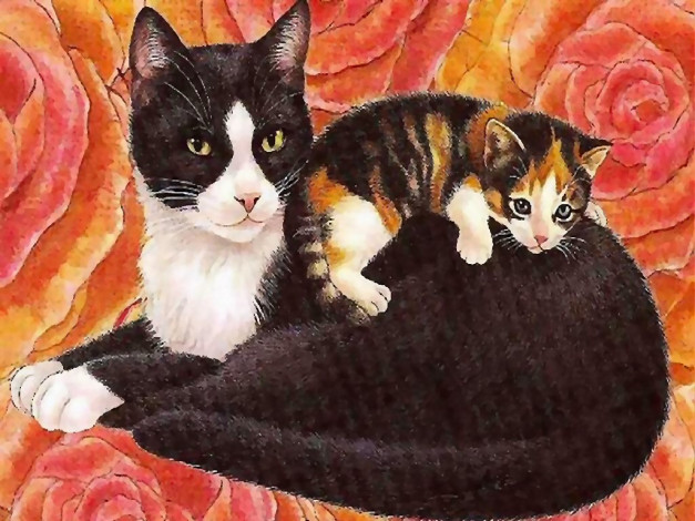 Обои картинки фото рисованные, животные, коты