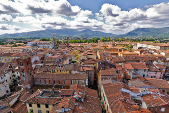 Картинка лукка италия города панорамы крыши облака горы