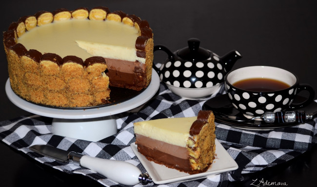Обои картинки фото еда, торты, чашка, кусок, торт, чай