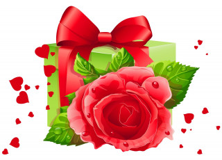 обоя праздничные, день святого валентина,  сердечки,  любовь, роза, подарок, сердечки