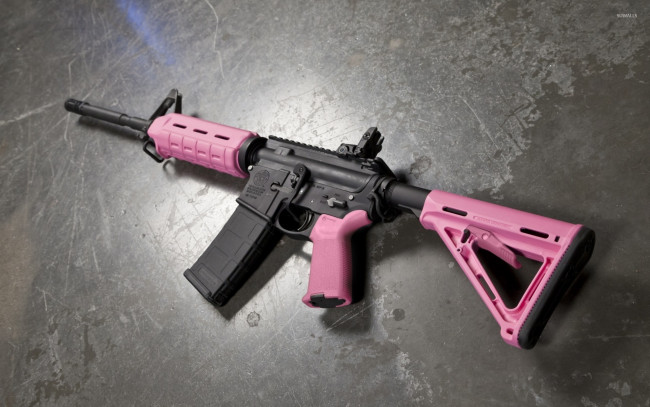 Обои картинки фото оружие, автоматы, assault, rifle, ar15, pink