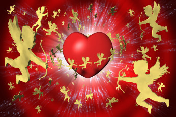 Картинка праздничные день+святого+валентина +сердечки +любовь ангелы сердечко