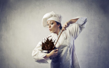 Картинка девушки -unsort+ брюнетки темноволосые кастрюля повар женщина