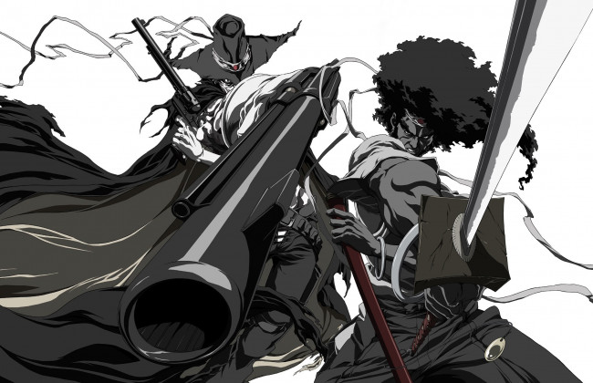 Обои картинки фото аниме, afro samurai, мужчины, оружие
