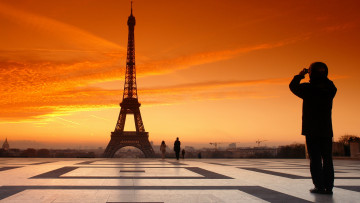Картинка города париж франция закат