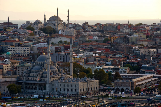 Обои картинки фото города, стамбул, турция, мечети, дома, панорама