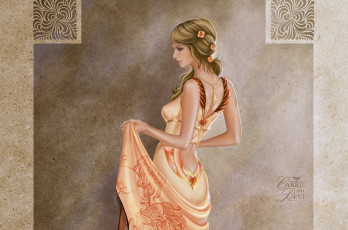 Картинка фэнтези девушки цветы девушка узор фон платье