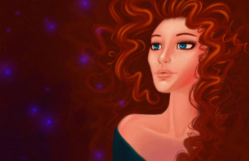 Картинка девушка рисованные люди lady merida красные волосы