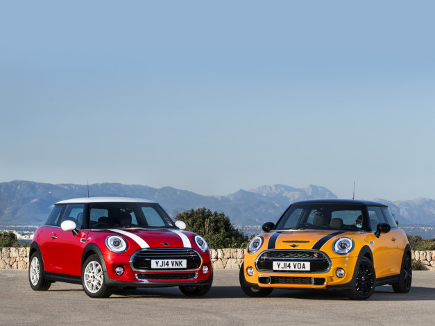 Обои картинки фото автомобили, mini, красный, f56, 2014, uk-spec, cooper, d